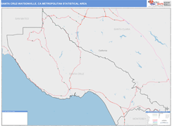 Santa Cruz-Watsonville Metro Area Digital Map Color Cast Style